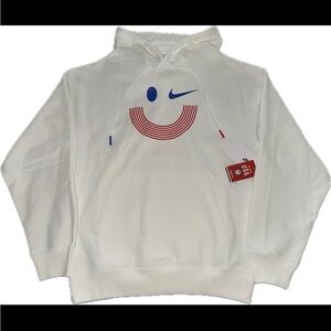 Nike Team USA Swoosh Smiley Face French Terry Hoodie Men's White new
